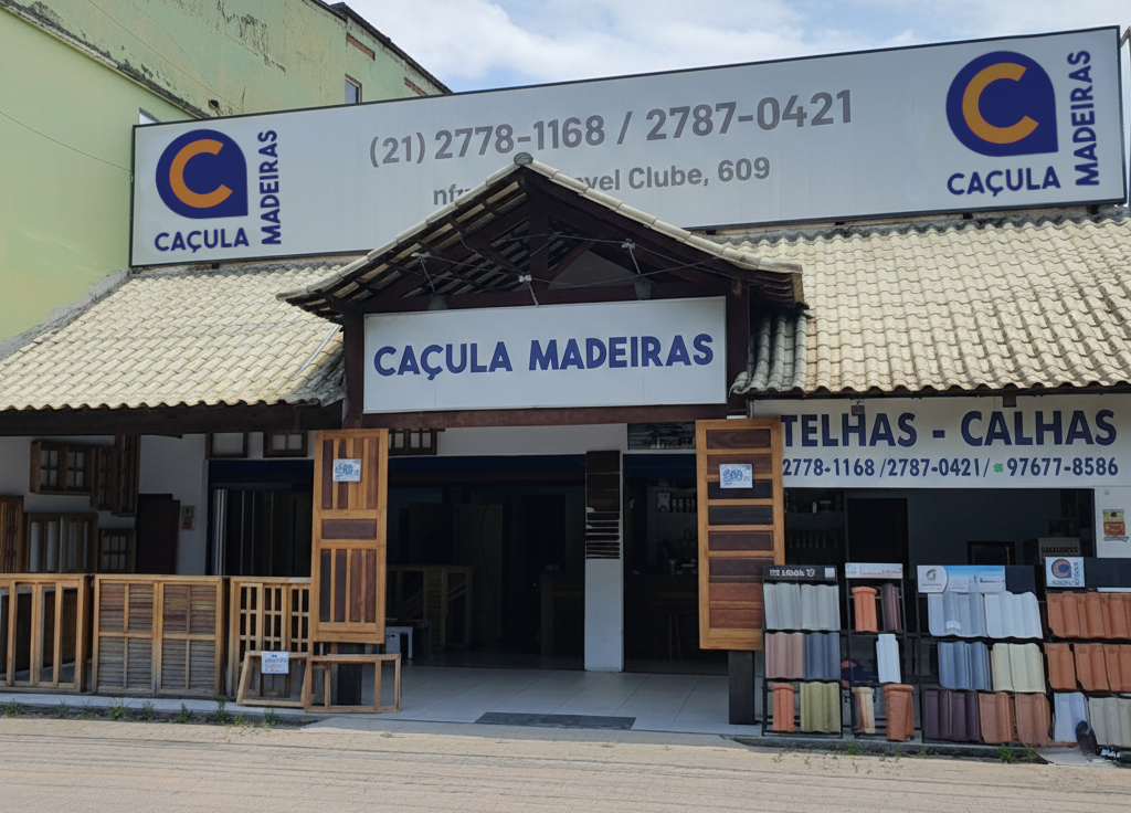 Fachada da loja Caçula Madeiras